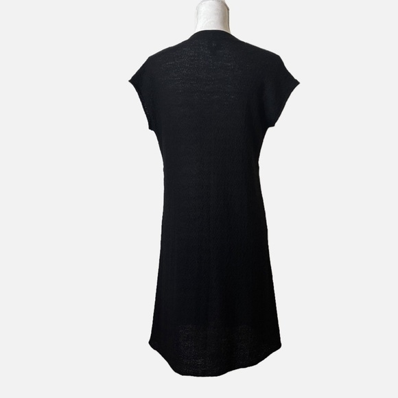 Eileen Fisher Wool Midi Dress Textured Knit Wrap V-Neck Small - Picture 4 of 12